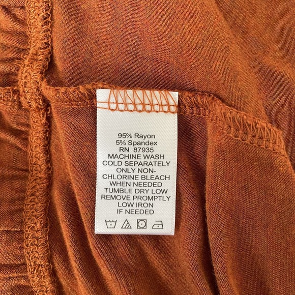 LOGO Layers Orange Ruffle Tank 2X Stretch Knit Longline Layer Soft Artsy Boho - Picture 6 of 8